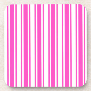 Hot pink and white candy stripes coaster