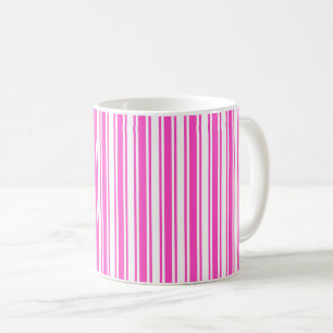 Hot pink and white candy stripes coffee mug