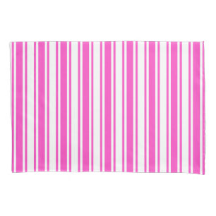 Hot pink and white candy stripes pillowcase