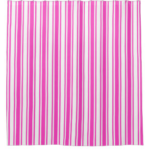Hot pink and white candy stripes shower curtain