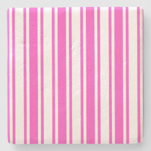 Hot pink and white candy stripes stone coaster