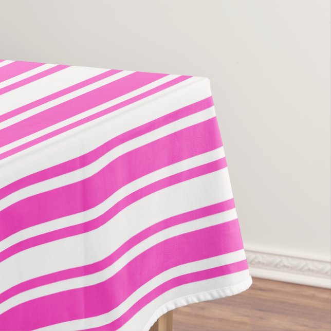 Hot pink and white candy stripes tablecloth (In Situ)