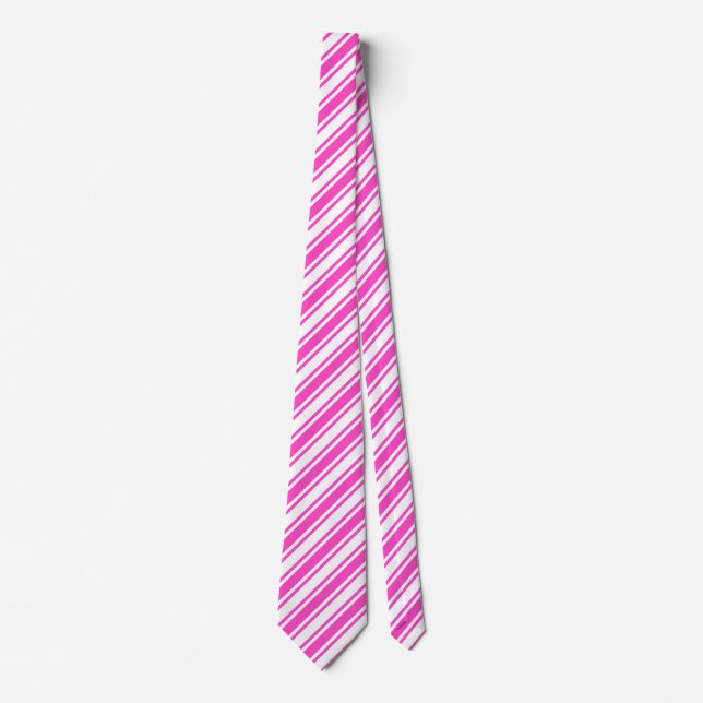 Hot pink and white candy stripes tie (Front)