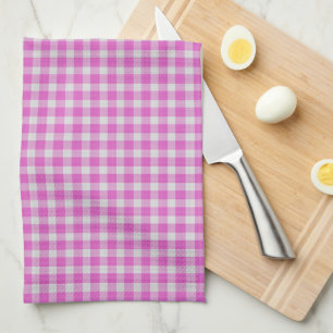 Hot Pink and white Checkered Plaid Tea Towel
