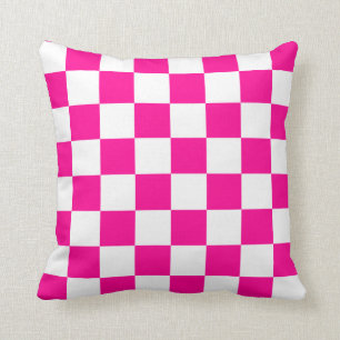 Hot Pink and White Checks Cushion