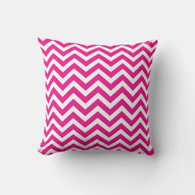 Hot Pink and White Chevron Pattern Cushion (Front)