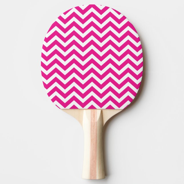 Hot Pink and White Chevron Pattern Ping Pong Paddle (Front)
