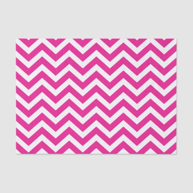 Hot Pink and White Chevron Pattern Tissue Paper (Front)