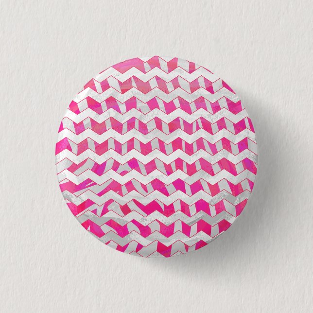 Hot Pink and White Chevron Zebra 3 Cm Round Badge (Front)