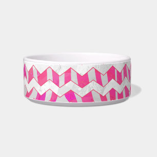 Hot Pink and White Chevron Zebra Bowl