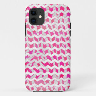 Hot Pink and White Chevron Zebra iPhone 11 Case