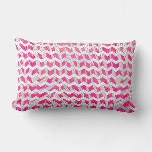 Hot Pink and White Chevron Zebra Lumbar Cushion