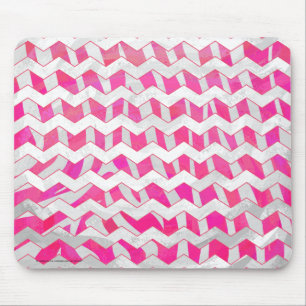 Hot Pink and White Chevron Zebra Mouse Pad