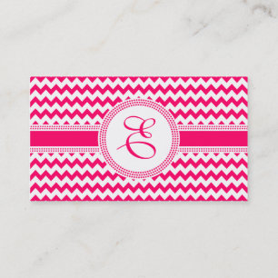 Hot Pink and White Chevron Zig Zag Pattern Business Card
