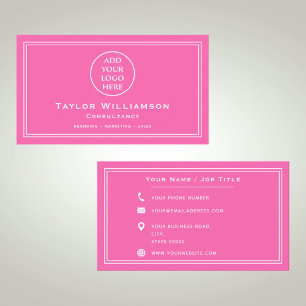 Hot Pink And White Corporate Company Business Logo Card