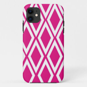 Hot Pink and White Diamonds iPhone 11 Case