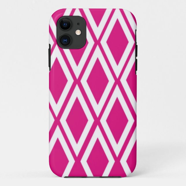Hot Pink and White Diamonds Case-Mate iPhone Case (Back)