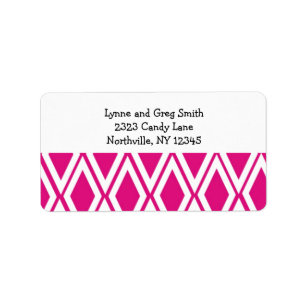 Hot Pink and White Diamonds Label