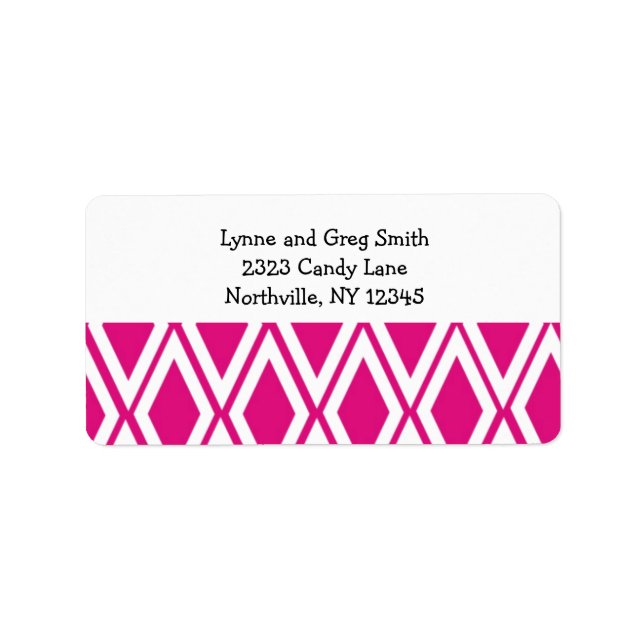 Hot Pink and White Diamonds Label (Front)