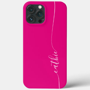 Hot Pink and White Elegant Glam Signature iPhone 13 Pro Max Case