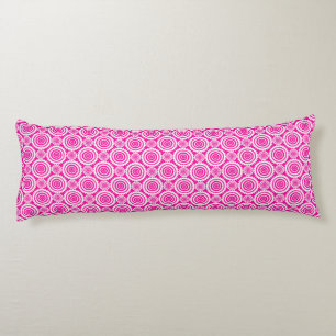 Hot Pink and White Geometric Kaleidoscope Pattern Body Cushion