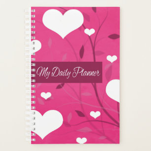 Hot Pink and White Hearts Planner