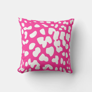 Hot Pink and White Leopard Print Throw Pillow