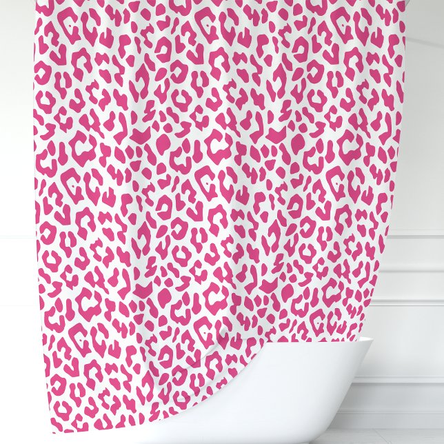 Hot Pink and White Leopard Shower Curtain (Creator Uploaded)