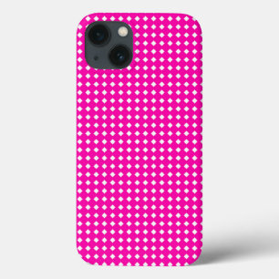 Hot Pink and White Little Diamonds Pattern iPhone 13 Case