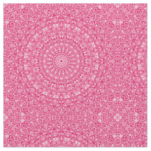 Hot Pink and White Mandala Pattern Fabric