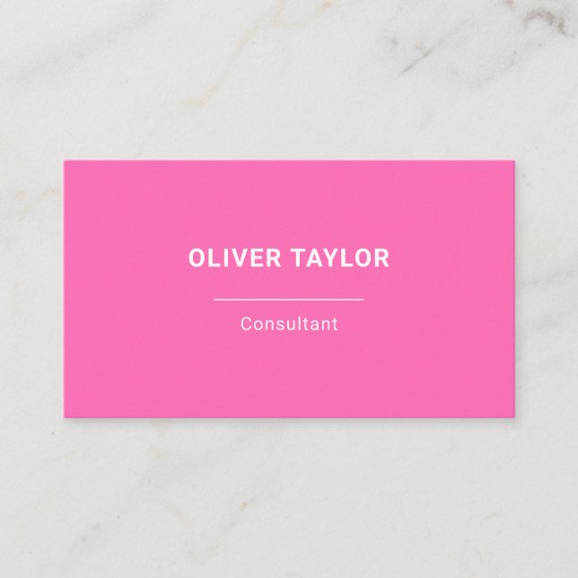 Hot Pink And White Minimalist Custom Name Text Business Card (Front)