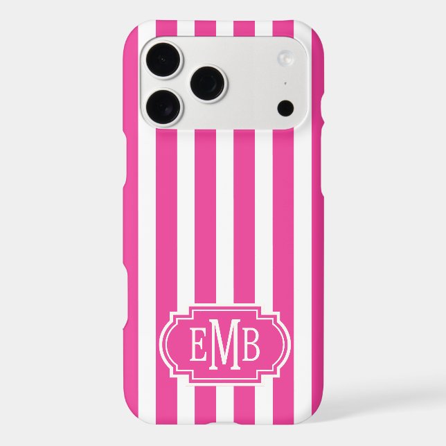 Hot Pink and White Monogrammed Stripes (Back)