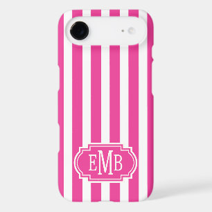 Hot Pink and White Monogrammed Stripes