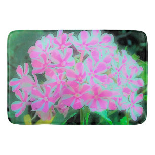 Hot Pink and White Peppermint Twist Garden Phlox Bath Mat