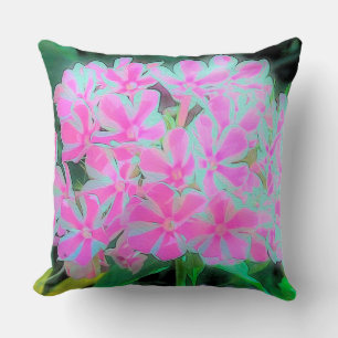 Hot Pink and White Peppermint Twist Garden Phlox Cushion