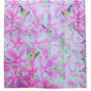 Hot Pink and White Peppermint Twist Garden Phlox Shower Curtain