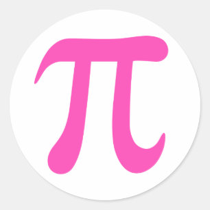 Hot pink and white pi symbol stickers