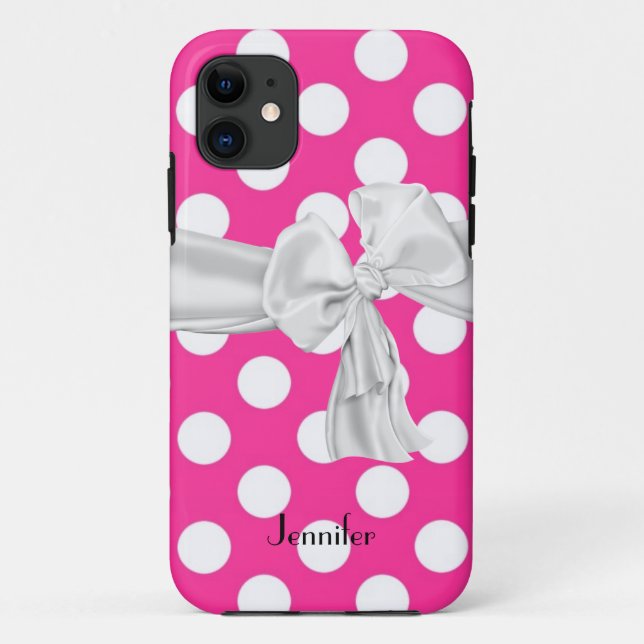 Hot Pink and White Polka Dot iPhone 5 Case (Back)