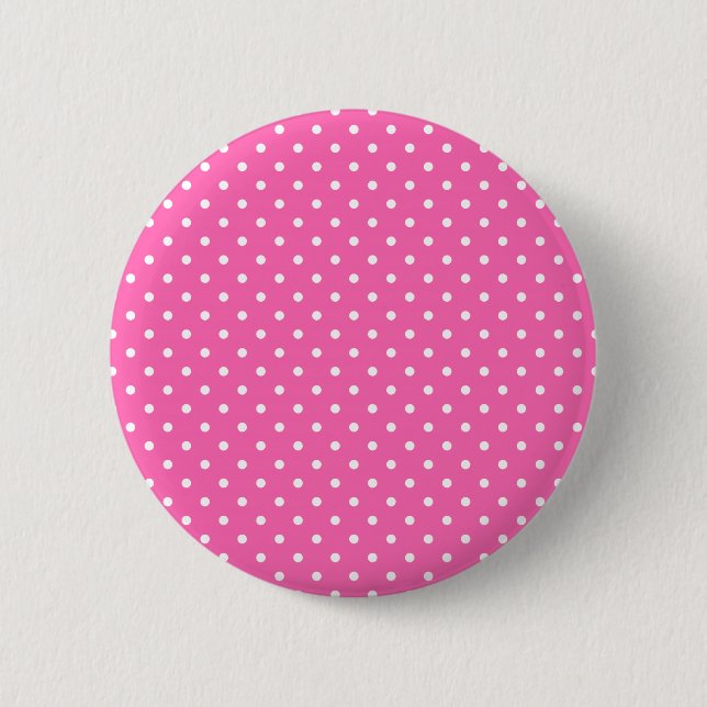 Hot Pink and White Polka Dot Pattern 6 Cm Round Badge (Front)