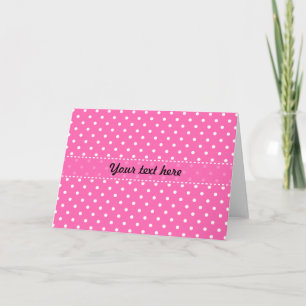 Hot Pink and White Polka Dot Pattern Card