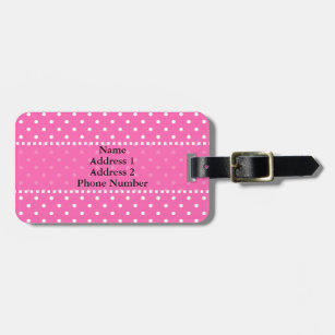 Hot Pink and White Polka Dot Pattern Luggage Tag