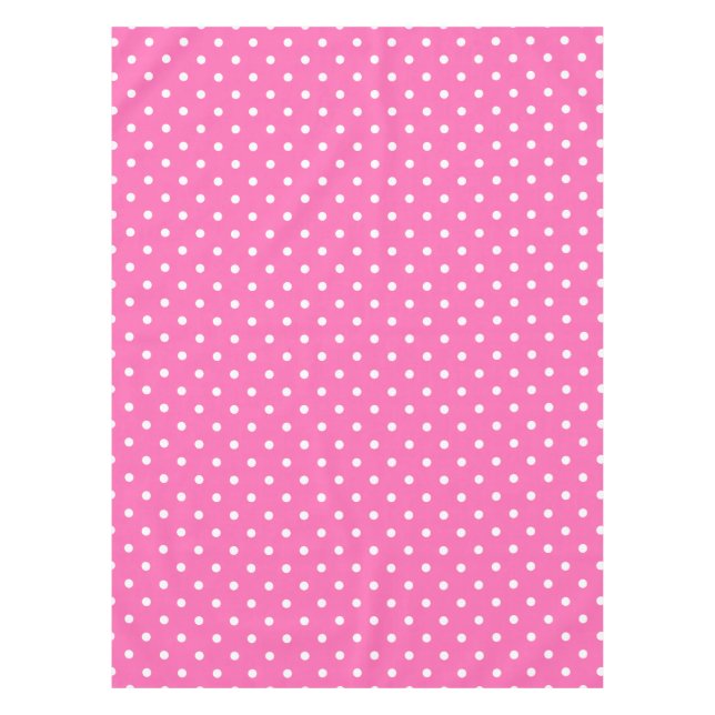 Hot Pink and White Polka Dot Pattern Tablecloth (Front)