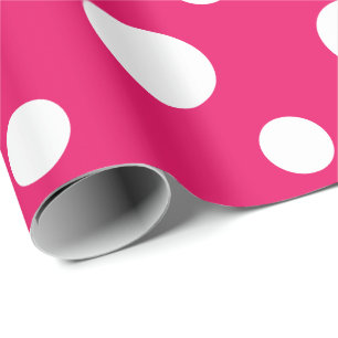 Hot Pink and White Polka Dots Wrapping Paper
