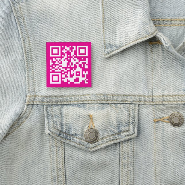Hot Pink and White QR Code Name Tag (In Situ)