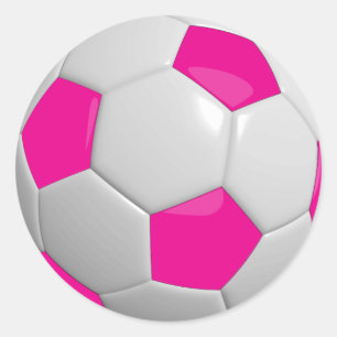 Hot Pink and White Soccer Ball Classic Round Sticker