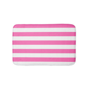 Hot Pink and White Stripes Bath Mat