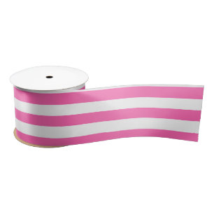 Hot Pink and White Stripes Satin Ribbon