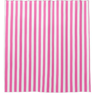 Hot Pink and White Stripes Shower Curtain