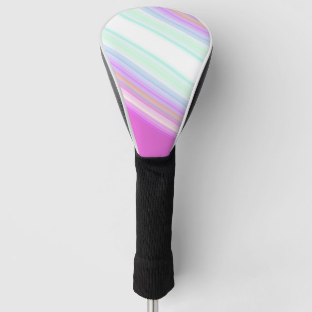 Hot Pink and White Strips Golf Head Cover (Front)