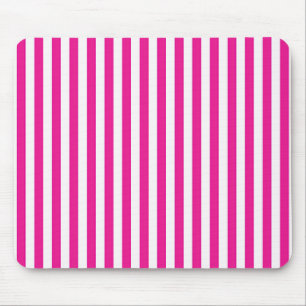 Hot Pink and White Vertical Stripes Minimalist Mouse Pad